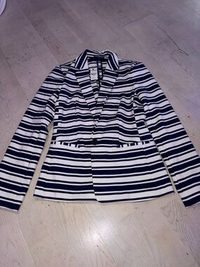 Express Navy and White Striped Blazer